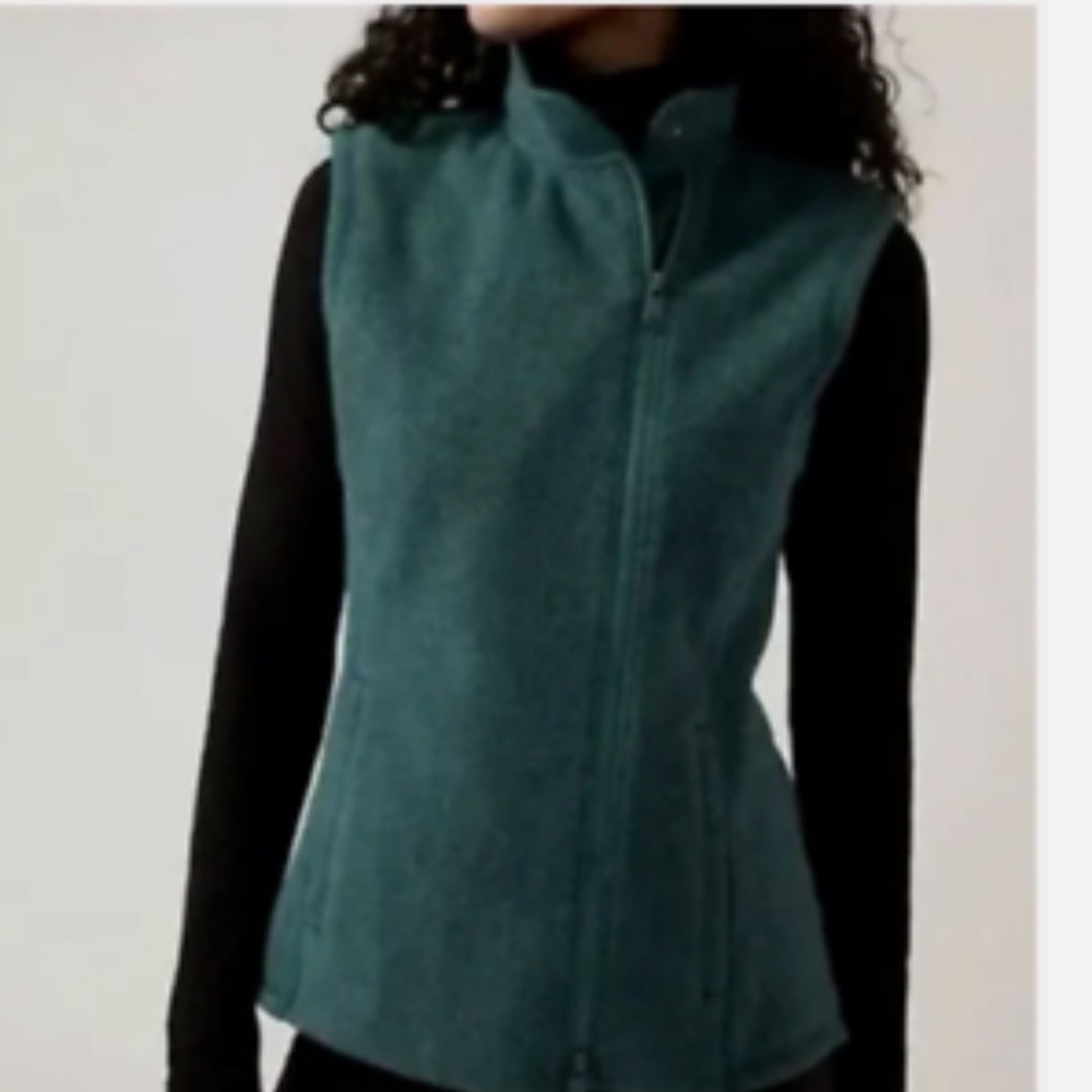NWT Athleta Stroll Fleece Moto Vest Zipped Pockets Size M